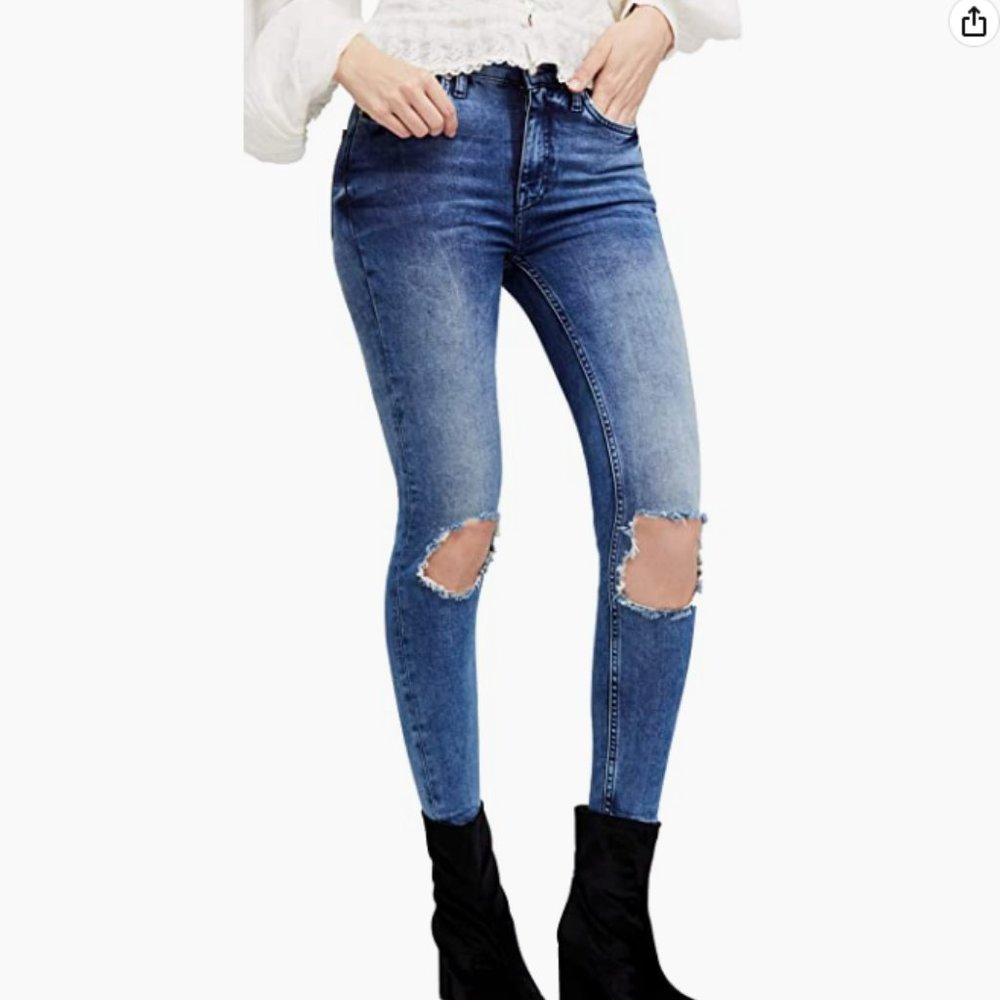 Free People skinny jeans turquoise size 25